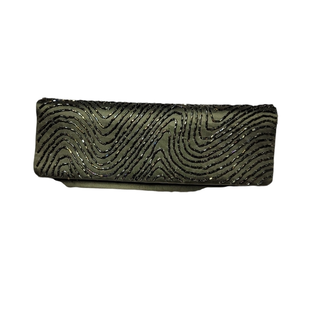 La Regale* Green Satin* Beaded Purse